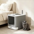 thumbnail image 4 of imerelez Litter Box with Slide-Out TrayTop-Exit Cat Litter Box with Drawer, Enclosed Kitty Litter Box with Charcoal Filters for Small Cats Up to 9 lbs, White, 4 of 9