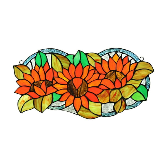 RADIANCE Goods Floral Tiffany-Glass Window Panel 17" Wide