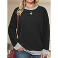 thumbnail image 4 of NISVIYA Womens Plus Size Casual Crewneck Color Block Blouses Trendy Winter Fashion Oversized Sweatshirts, 4 of 6