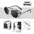 thumbnail image 3 of Lentes de Sol Polarizados Retro Redondos Steampunk SUNIER con Lentes Grises, 3 of 5