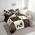 thumbnail image 3 of Feelyou Wildlife Bear Teens Bedding Comforter Set 7pcs, Vintage Buffalo Plaid Queen Bedding Sets, Rustic Farmhouse Theme Reversible Queen Sheet Sets, Luxury Bedroom Decor, 3 of 8