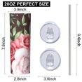 thumbnail image 3 of Rose 20 Oz Stainless Steel Skinny Tumbler – Vacuum Insulated Slim Travel Cup with Lid & Stainless Steel Straw, 360° Full Wrap Printed Tumbler for Home, Office & Outdoor Use, Spring, Floral, 3 of 6