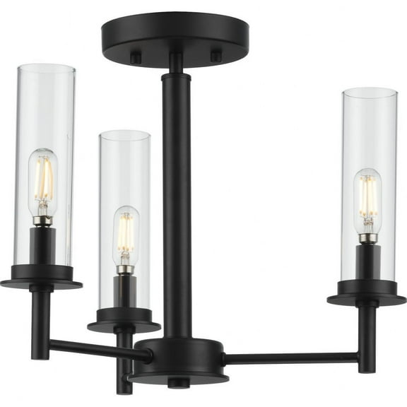 P400250-031-Progress Lighting-Kellwyn - 3 Light Convertible Semi-Flush Mount-Matte Black Finish