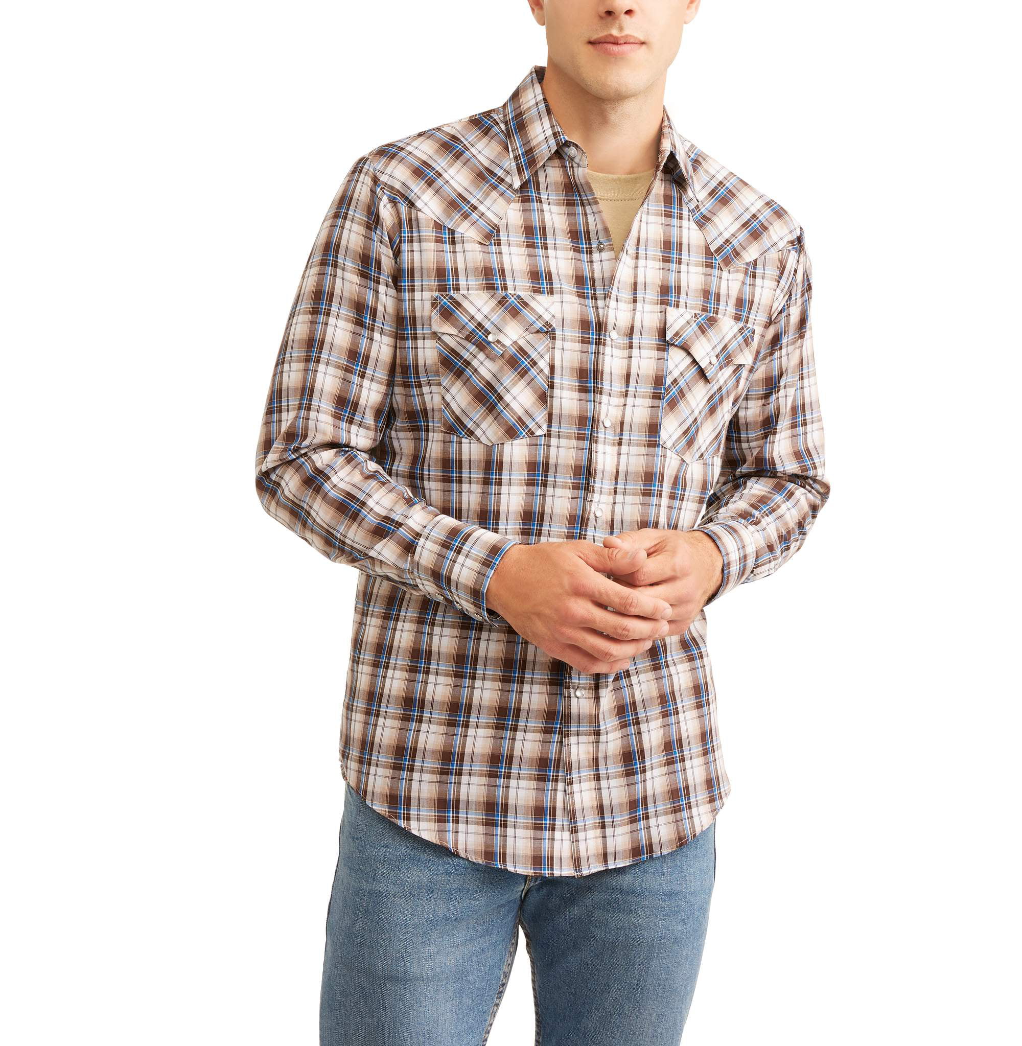 Plains Western Wear Men S Long Sleeve Basic Snap Western Shirt