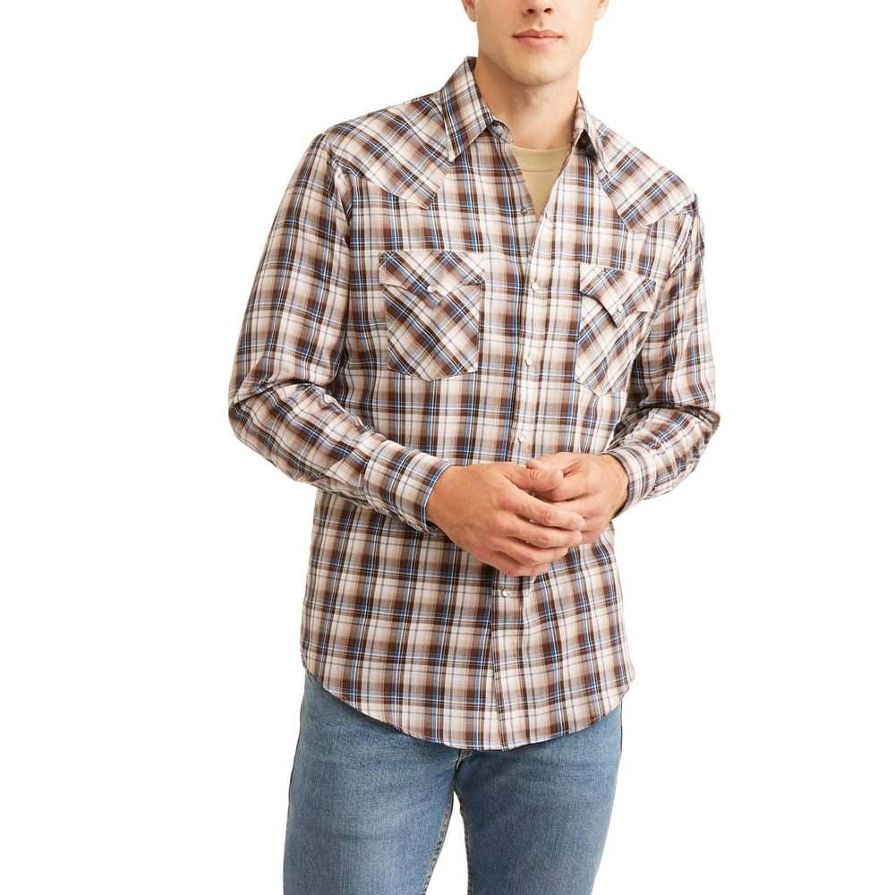 Plains Western Wear - Men's Long Sleeve Basic Snap Western Shirt 