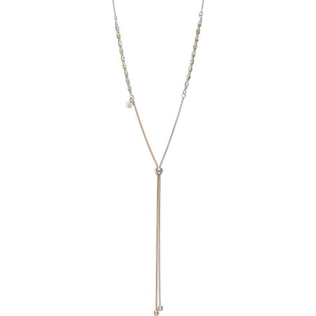 Giuliano Mameli 14kt Rose Gold and Rhodium-Plated Sterling Silver DC Beads and Dangle Strands Adjustable Necklace