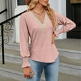thumbnail image 5 of AXXD Womens Sweatshirts Trendy Basic Summer 2024 Solid Color V-Neck Long Sleeve Casual Top Blouse, 5 of 5