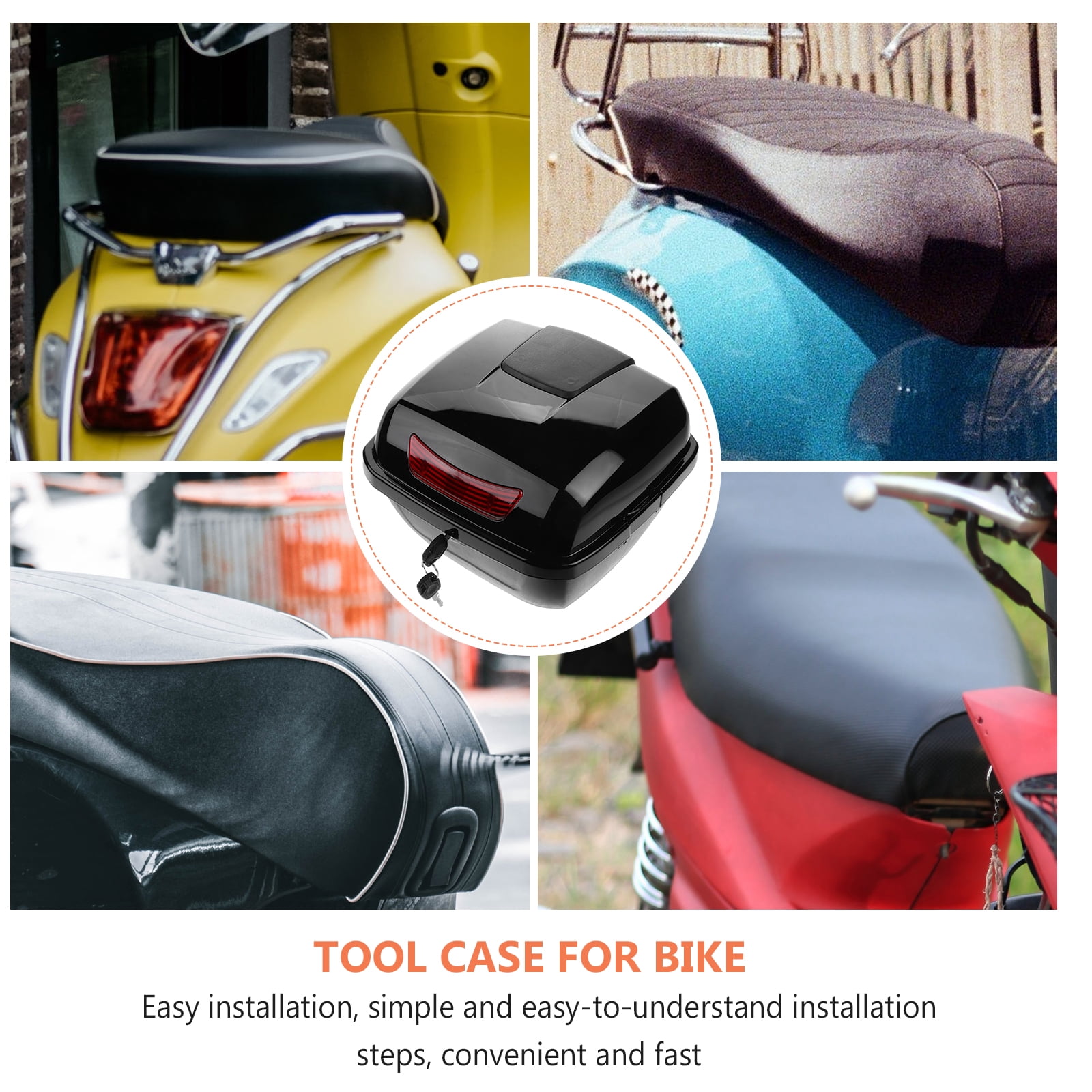 Salinist Motorcycle Rear Top Box Motorcycle Trunk Box Motorcycle Tail Box Motorcycle Trunk Scooter Trunk