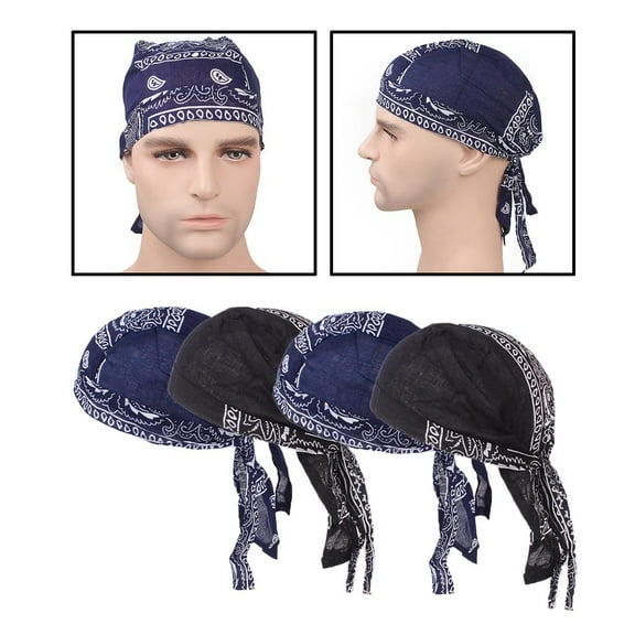 Segolike 4x Skull Head Scarf Bandana Turban black and blue