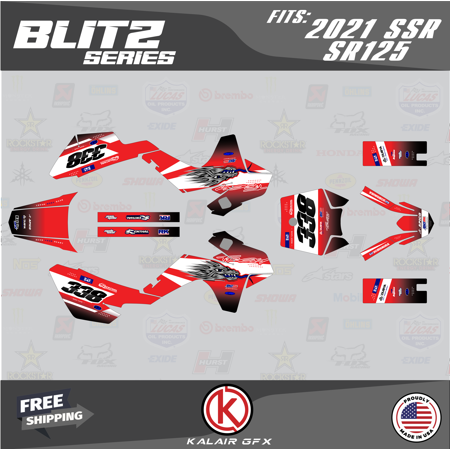 Kalair GFX Graphics Kit for Ssr SR70 SR110 and SR125 (2021+) (2021+) Blitz Series