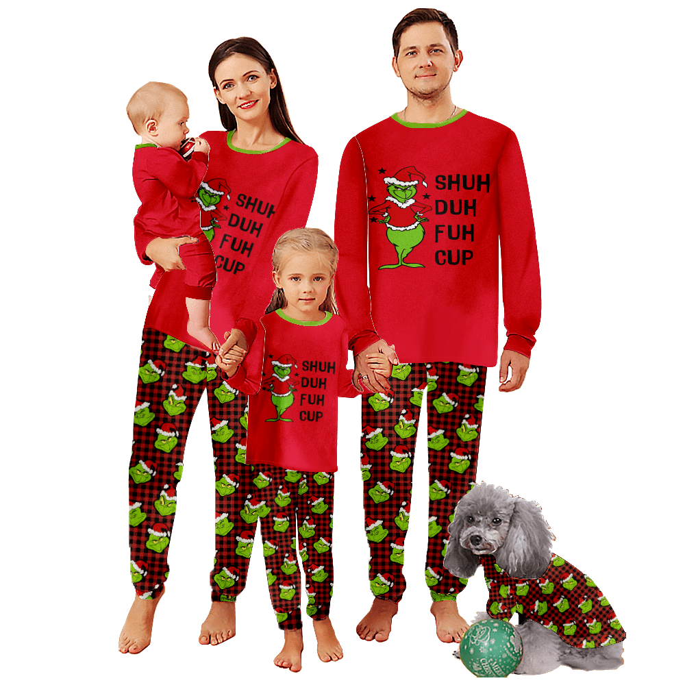 LUXI Reindeer Couples Christmas Pajamas Flame Resistant Top and Plaid ...