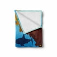 thumbnail image 2 of Deep Sea Soft Flannel Fleece Throw Blanket, Underwater Ocean Marine Wildlife Cartoon with Various Fishes, Cozy Plush for Indoor and Outdoor Use, 70" x 90", Deep Sky Blue Multicolor, by Ambesonne, 2 of 6