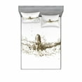 thumbnail image 2 of Olympics Bedding Set with Sheet & Covers, Swimmer Swimming Butterfly Style Competition Sport Sketch Art Illustration, Printed Bedroom Decor 2 Shams, 4 Sizes, Olive Green White, by Ambesonne, 2 of 3