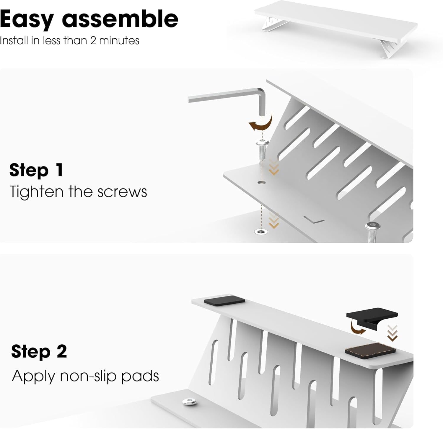 Wood and Steel Dual Monitor Stand Riser for Desktop, Laptop, PC, and Printer