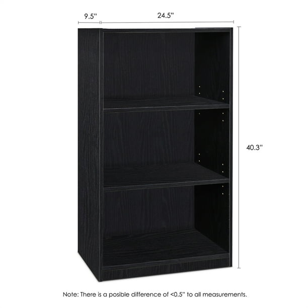 Furinno JAYA Simple Home 3 - Tier Adjustable Shelf Bookcase, Blackwood