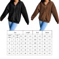 thumbnail image 2 of Sudadera de lana con capucha de color sólido XXL para mujer, chaqueta de manga larga, top holgado con cremallera para calle, color negro, 2 of 6