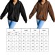 thumbnail image 2 of Sudadera de lana con capucha de color sólido XXL para mujer, chaqueta de manga larga, top holgado con cremallera para calle, color negro, 2 of 6