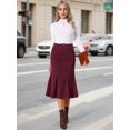 thumbnail image 2 of DARING DIVA Women's Corduroy High Waist Midi Mermaid Skirt with Pockets Large Wine Red, 2 of 6