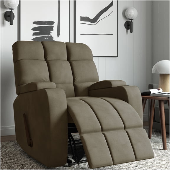 JERFIT Modern Sage Gray Microsuede Recliner Chair with Padded Armrests, Space Saving Single Recliner for Living Room, Home Theater
