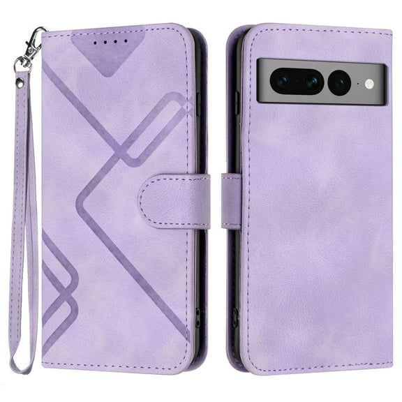 Jiahe Cover for Google Pixel 7, Wallet Case with Credit Card Holder, Hybrid Shockproof Flip Leather Magnetic Clasp Kickstand with Wristband Case Cover, purple
