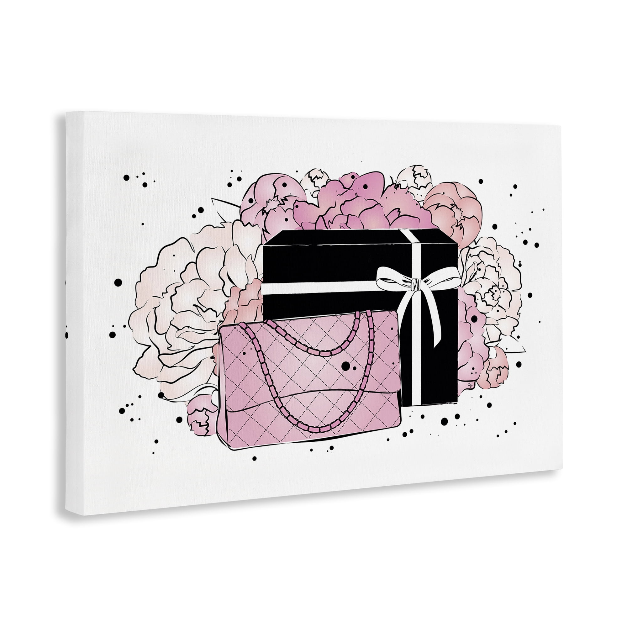 Stupell Industries Peony Swathed Handbags Fashion Painting Wrapped Canvas Art Print Wall Art, 24 x 16