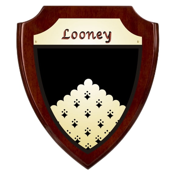Looney Irish Coat of Arms Shield Plaque - Rosewood Finish
