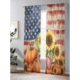 thumbnail image 4 of Sheer Curtains 108 inches Long, Fall Thanksgiving Sunflower Pumpkin USA Flag Harvest Light Filtering Sheer Window Curtains Rod Pocket Voile Drapes for Bedroom Living Room, 52"W x 108"L 2 Panels, 4 of 7