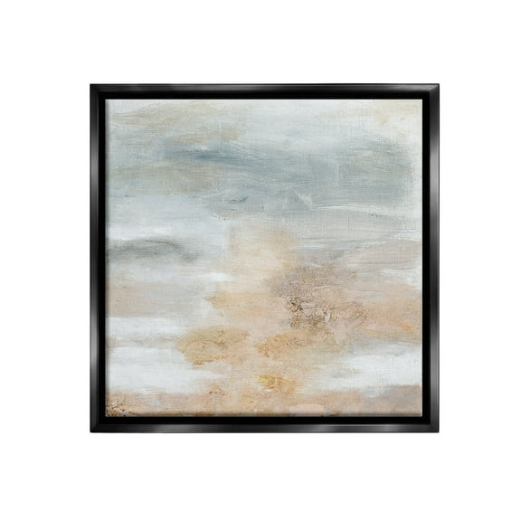 Stupell Industries Subtle Beige Abstraction Abstract Painting Black Floater Framed Canvas Art Print Wall Art, 18 x 18