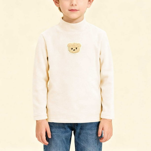 Blusa de poliéster para niños, de cuello semialto, de moda, de manga larga, informal y cómoda, de talla mediana a grande.