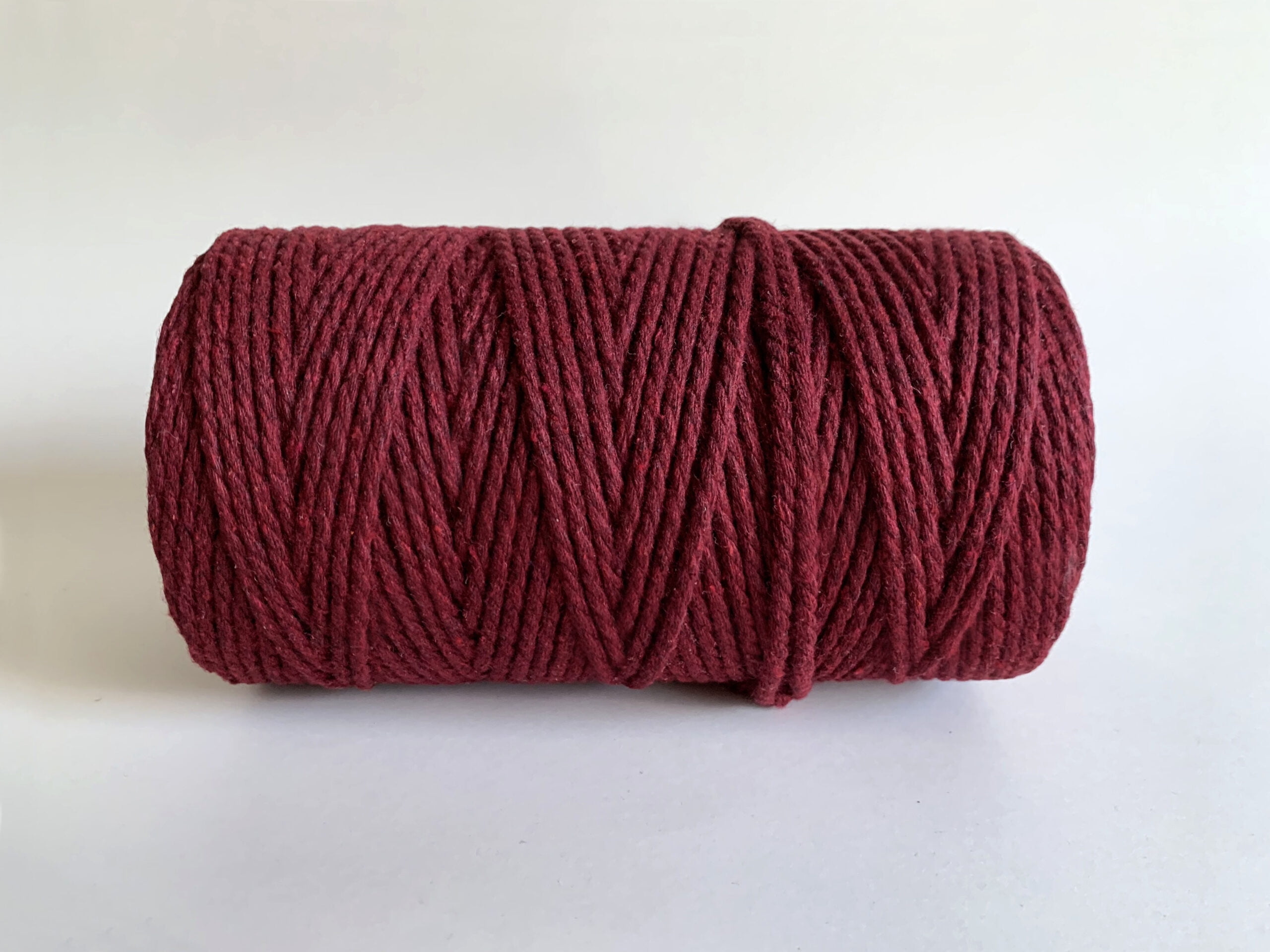3mm 3 Strand Recycled Cotton Macrame Cord - Burgundy
