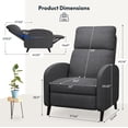 thumbnail image 4 of FitStand Pushback Recliner Chair Fabric Small Recliner Sofa Home Adjustable Reclining Chair Single Sofa with Padded Seat Backrest for Living Room,Gray, 4 of 11