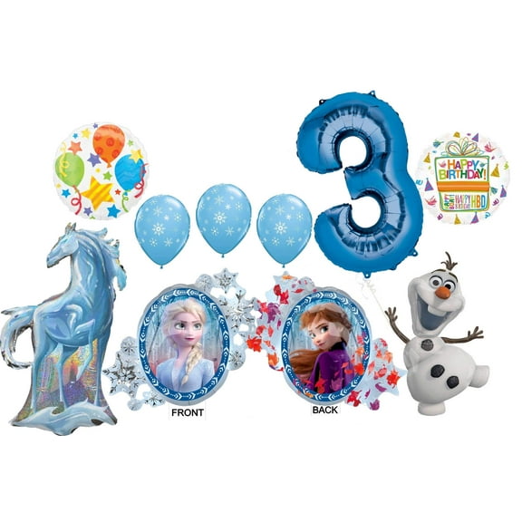 Frozen 2 Party Supplies 3rd Birthday Elsa, Anna, Olaf and Nokk Balloon Bouquet Decorations