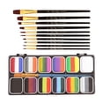 thumbnail image 2 of Pintura facial y corporal perfecl 12 rejillas paleta de maquillaje profesional lavable con pinceles, 2 of 4