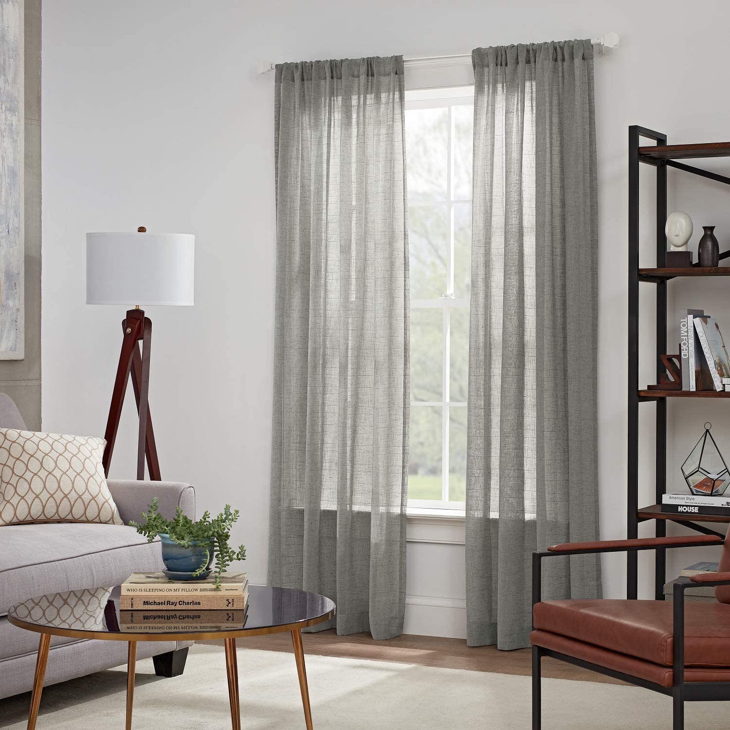 MODE Simplicity Collection Adjustable Single Curtain Rod Set with Doorknob Finials Adjustable Rod, Fits windows 24” to 84” Windows (2-Pack)