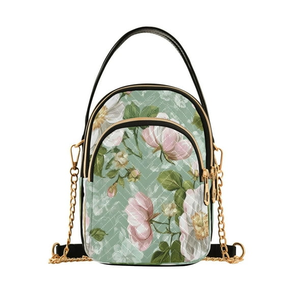 ALAZA Chain Crossbody Bags for Women Vintage Flower Shoulder Handbag Phone Purse