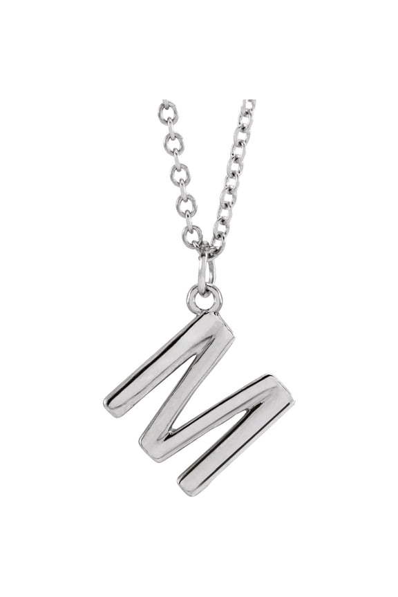 925 Sterling Silver Letter Name Personalized Monogram Initial M 9.2x8.4mm 18 Inch Polished Initial Dangle Necklace Penda