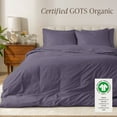 thumbnail image 3 of Bare Home Organic Cotton Duvet Cover Set, 260 Thread Count, Percale Weave, Full/Queen, Dusty Purple, 3 of 10