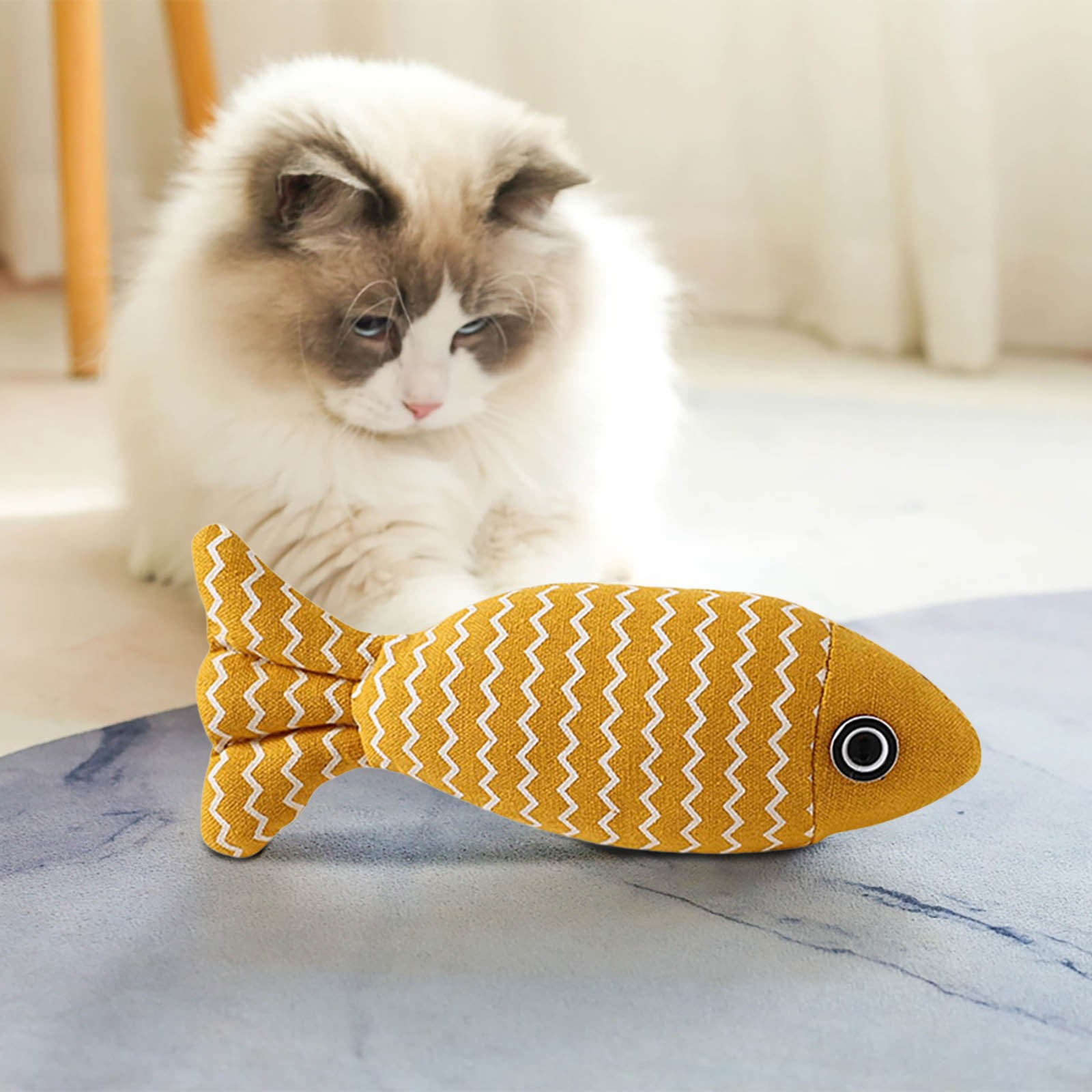 2 Packs Catnip Fish Toys for Cats Soft Linen Chew Toys with Catnip & Silvervine, Interactive Kicking Biting Play, Realistic Hunting Doll for Indoor Kittens, Durable Pet Grinding Teeth Supplies