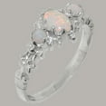 thumbnail image 2 of LBG British Made 18k White Gold Natural Opal Womens Anniversary Ring - 33 size options - Size 10, 2 of 9