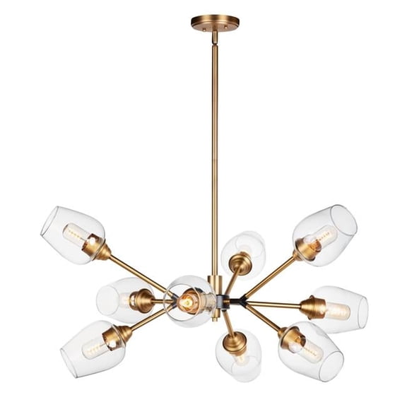 Maxim Savvy 9-Light Chandelier - Antique Brass / Black - 26345CLABBK