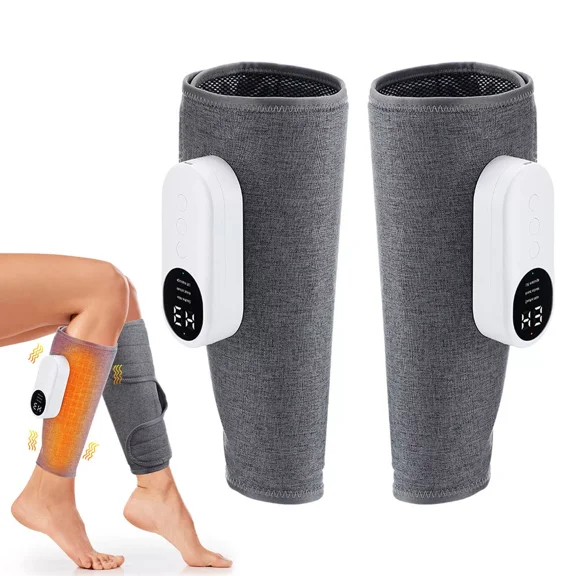 Leg Massager with Heat, Air Compression for Circulation & Pain Relief, 3 Intensities and Modes, Easy-to-Use Calf Muscle Relaxation Device, Ideal Gift Pair