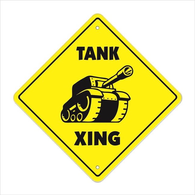 SignMission X-TANK Panneau Zone de Croisement de Chars 12 x 12 Po