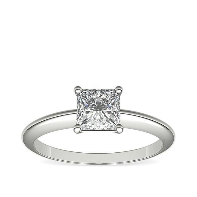 1.00 Ct Brilliant Princess Shape Solitaire Genuine Diamond Beautiful Wedding Ring for her Solid 18K White Gold Size 7