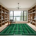 thumbnail image 2 of ODIKA 9'x12' Washable Area Rug Field Touchdown Lines Goalpost Motif Rugby Training Football Car Refined for Dining Room, Basement, Large Office, Non-Slip Chair-Friendly, 2 of 7