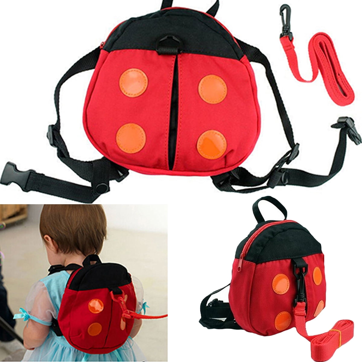 Ladybug Toddler Safety Harness Leash For Kids with Small Backpack 