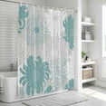 thumbnail image 5 of Polyester Fabric Turquoise White Floral Shower Curtain, Elegant Chrysanthemum Farmhouse Waterproof Bathtub Curtain Bathroom Decor Set with Hooks 36 x 72 Inches, 5 of 6