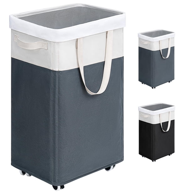 Cesto de ropa Goodpick con ruedas 75 L, gris y blanco