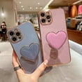 thumbnail image 4 of Cute Case for iPhone 14 Pro 6.1'', Purple Phone Case with Heart Holder Stand Kickstand Soft TPU Shockproof Protective Cover, Luxury Plating Bumper Case for Girls Women, 4 of 12