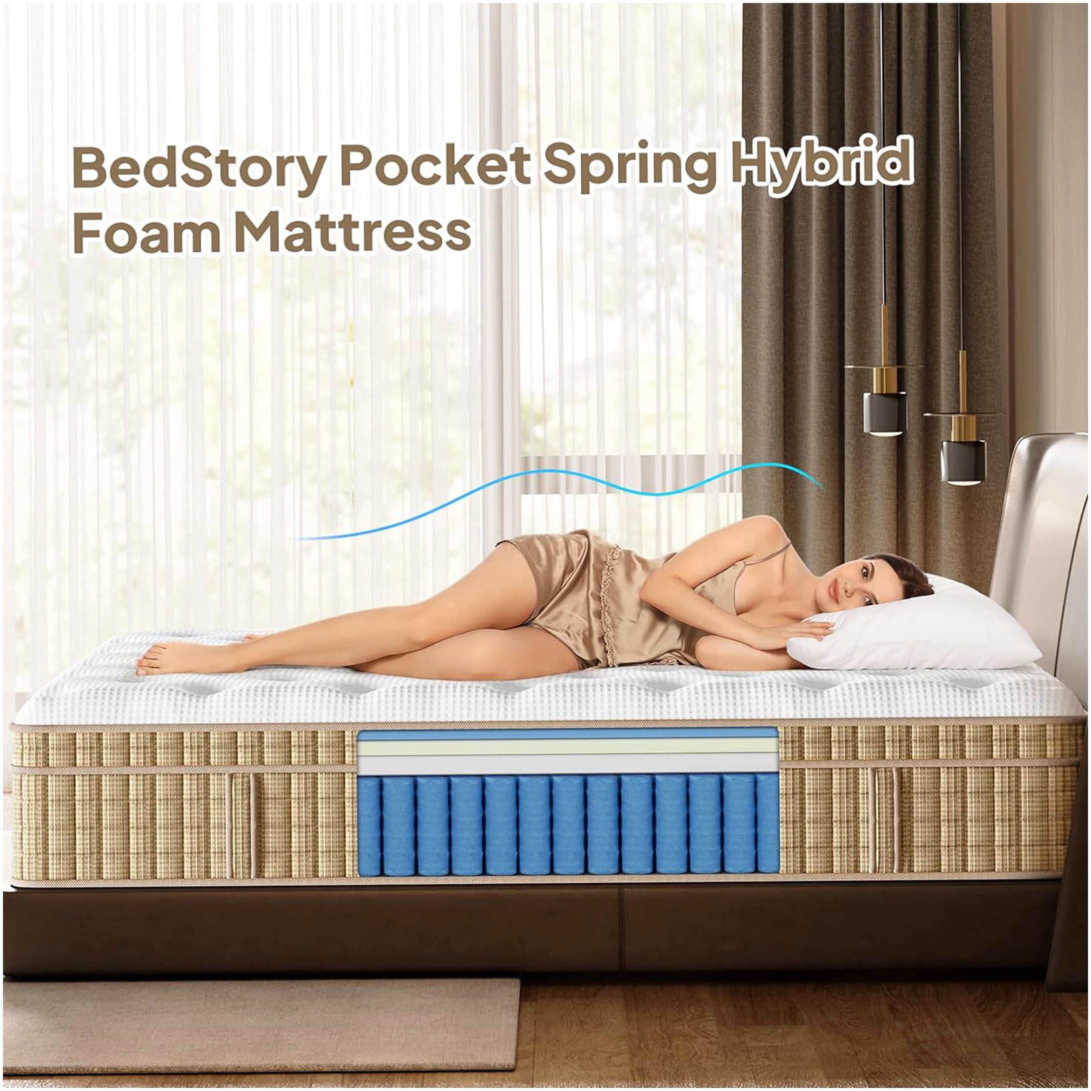 14 Inch King Cooling Gel Hybrid Mattress, Firm Support with 7-Zone for Pressure Relief & Motion Isolation