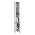 thumbnail image 3 of Kadyn White Bathroom Cabinet Linen Tower, Narrow Tall Cabinet Storage Tower with 3 Open Shelves and 1 Door, Free Standing Small Bathroom Storage Cabinet, 3 of 6